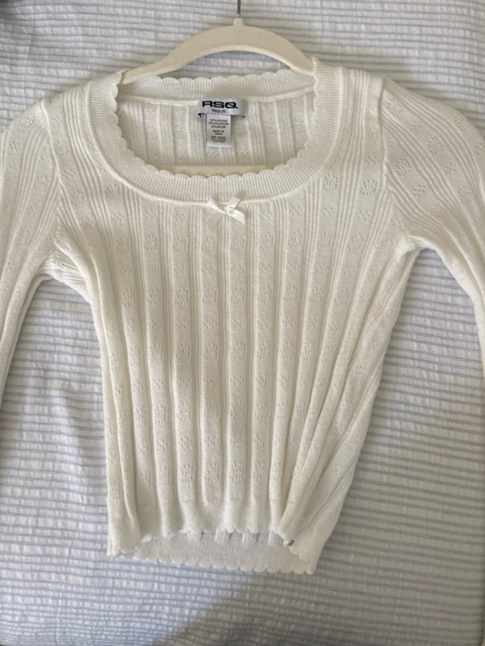 Tilly's Cream Ribbed Scoop-Neck Knit Top